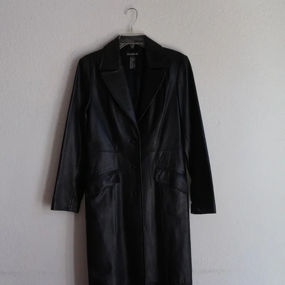 Bebe ankle length black leather coat - Picture 3 of 15